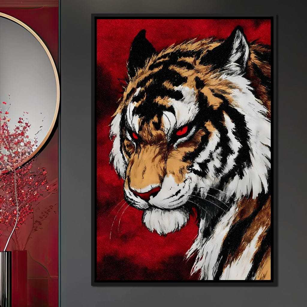 Fierce Tiger Red Eyes Roar Canvas Wall Art
