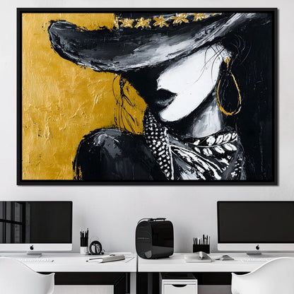 Golden Outlaw Shadow Portrait Canvas Wall Art
