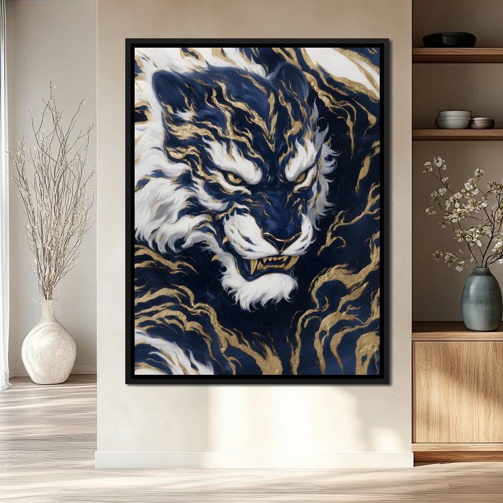 Majestic Midnight Gold Tiger Canvas Wall Art
