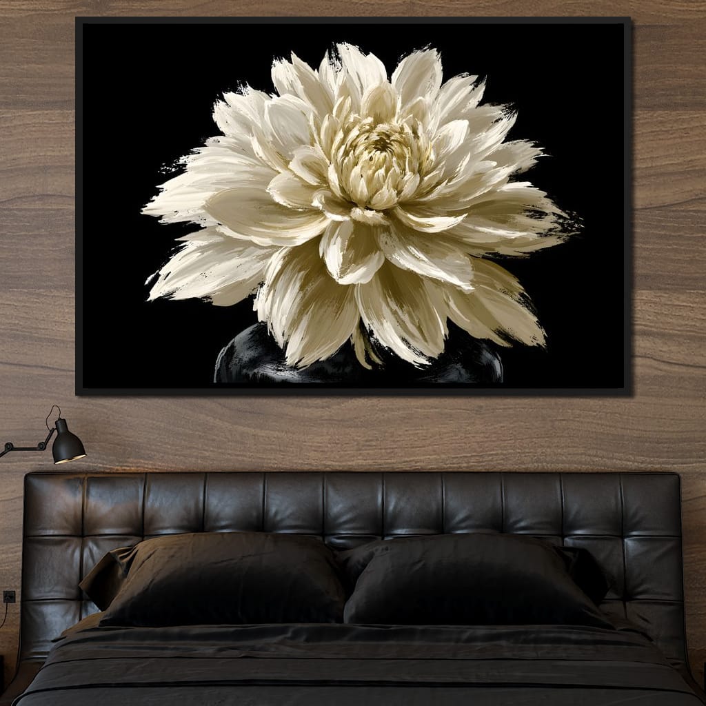 Pale Petals Held Against The Void Canvas Wall Art