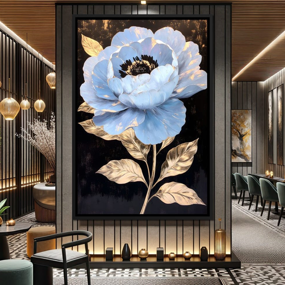 Golden Petal Elegance Bloom Canvas Wall Art