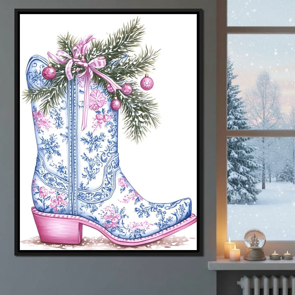 Holiday Cowboy Boot Bouquet Canvas Wall Art