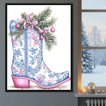 Holiday Cowboy Boot Bouquet Canvas Wall Art