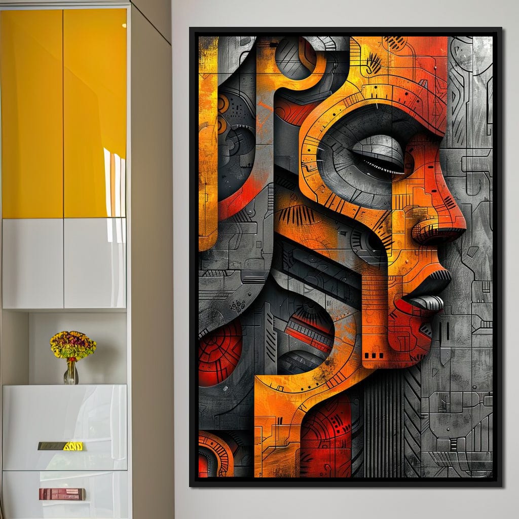 Metallic Face Labyrinth Illusion Canvas Wall Art