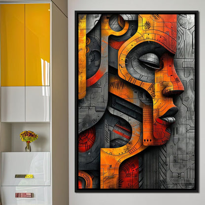 Metallic Face Labyrinth Illusion Canvas Wall Art