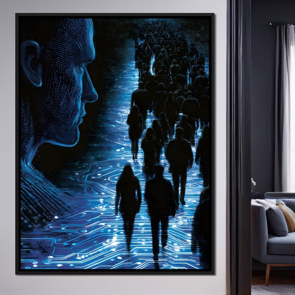 The Collective Walk of Digital Ghosts Canvas Wall Art