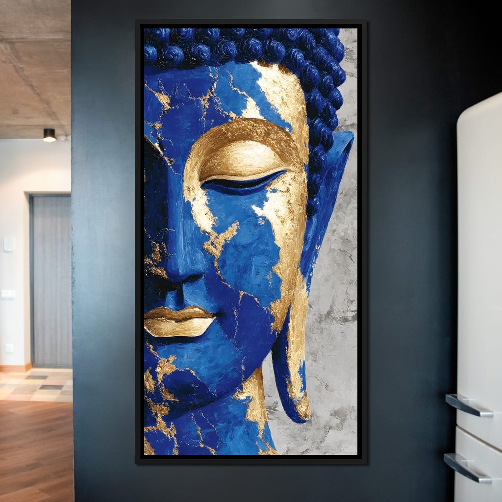 Cobalt Gold Buddha Portrait Canvas Wall Art