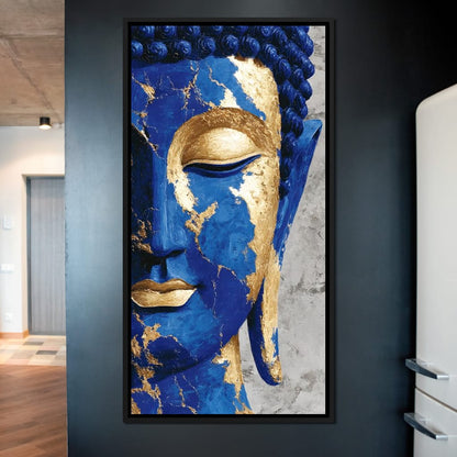 Cobalt Gold Buddha Portrait Canvas Wall Art