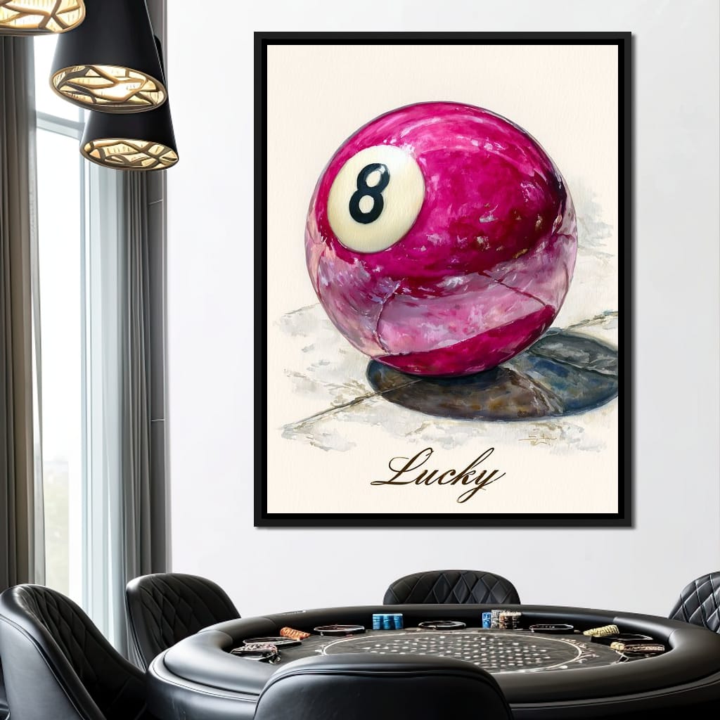 Lucky Eight Billiard Ball Canvas Wall Art