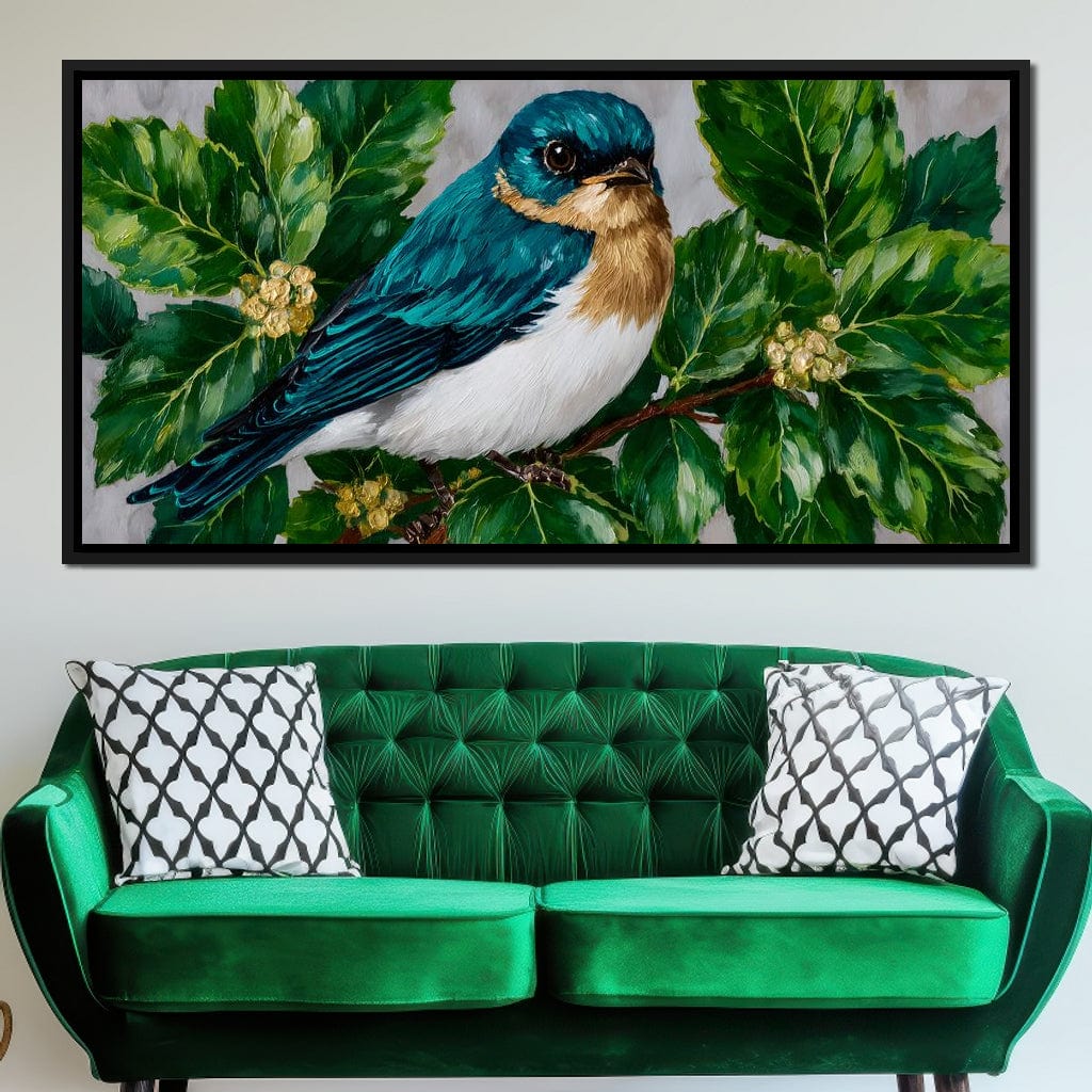 Emerald Wings Nature's Bird Canvas Wall Art
