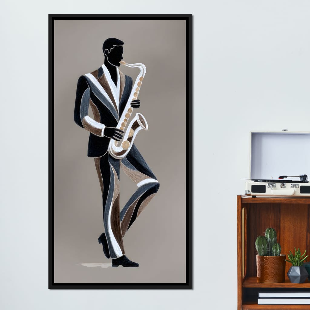 Midnight Jazz Sax Player Elegance Canvas Wall Art