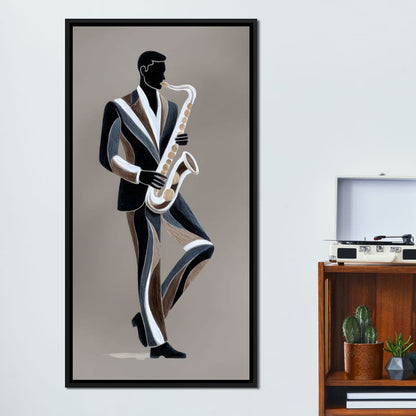 Midnight Jazz Sax Player Elegance Canvas Wall Art