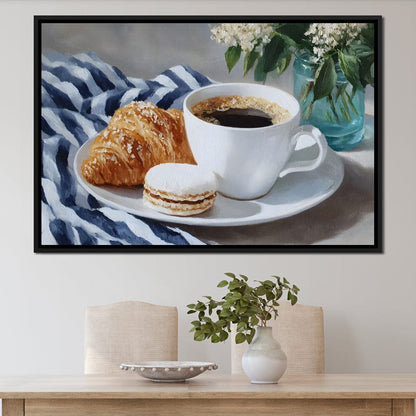Morning Coffee Pastry & Macaron Canvas Wall Art