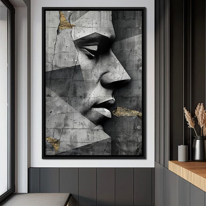 Monochrome Geometric Visage Canvas Wall Art