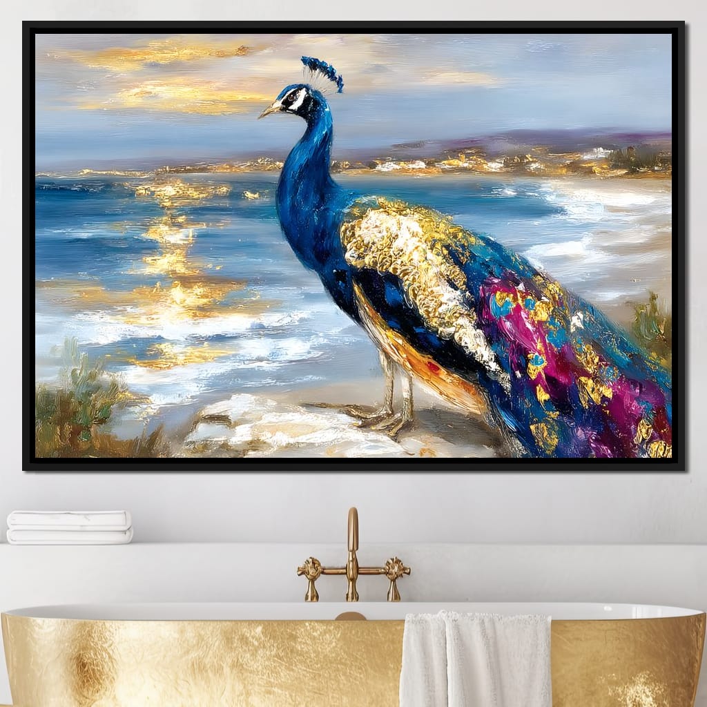 Gilded Peacock Shorelight Canvas Wall Art