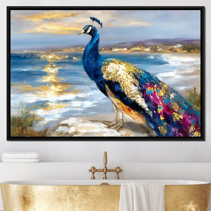 Gilded Peacock Shorelight Canvas Wall Art