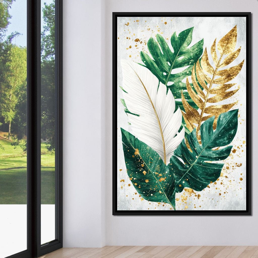 Golden Leaf Rhythm in Nature Canvas Wall Art