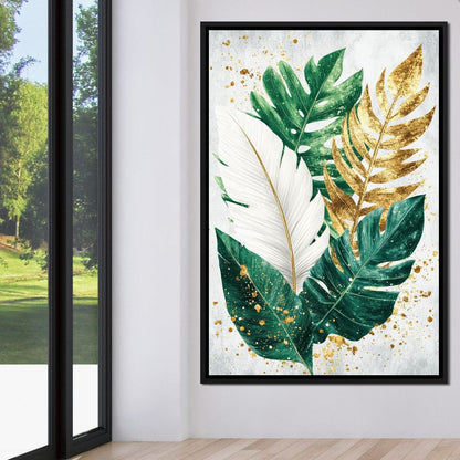 Golden Leaf Rhythm in Nature Canvas Wall Art