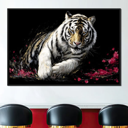 Snow Tiger Petal Shadow Canvas Wall Art