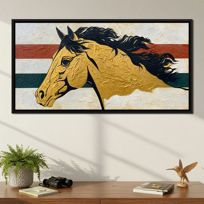 Golden Stallion Portrait Canvas Wall Art