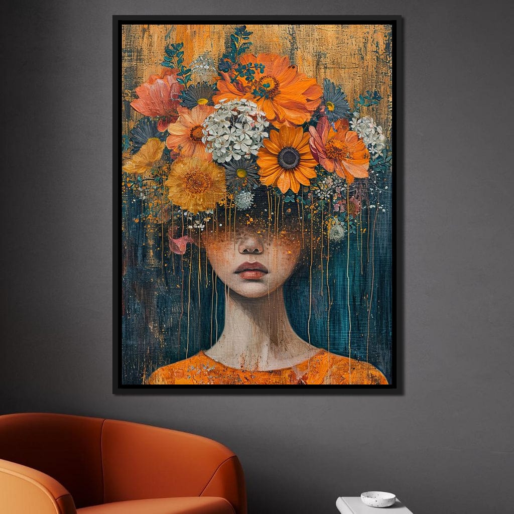Blossoming Silence Dripping Gold Canvas Wall Art