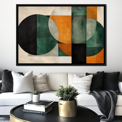 Geometric Ochre Jade Balance Canvas Wall Art