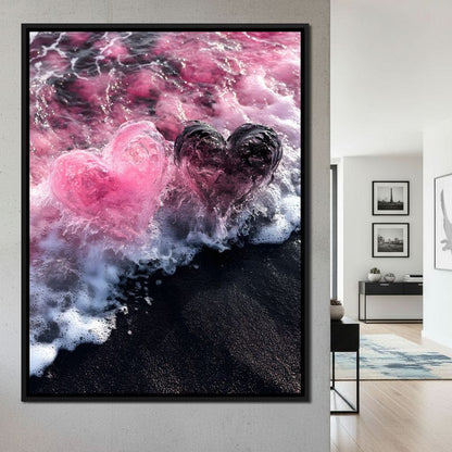 Rose Quartz Hearts Tide Canvas Wall Art