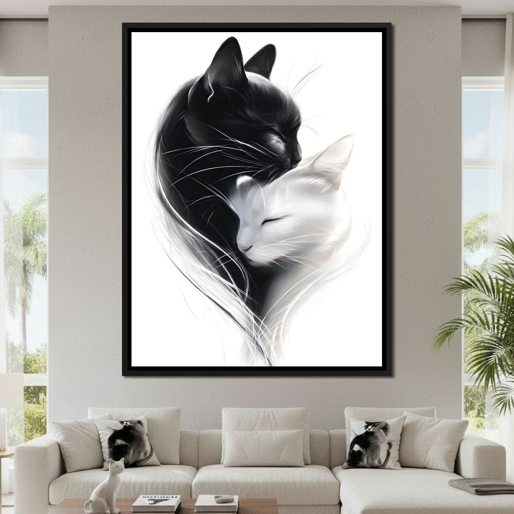 Cats Embrace Canvas Wall Art