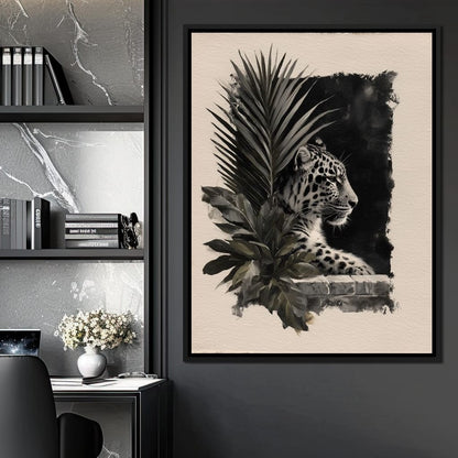 Feline Watch Over Stone Wall Canvas Wall Art