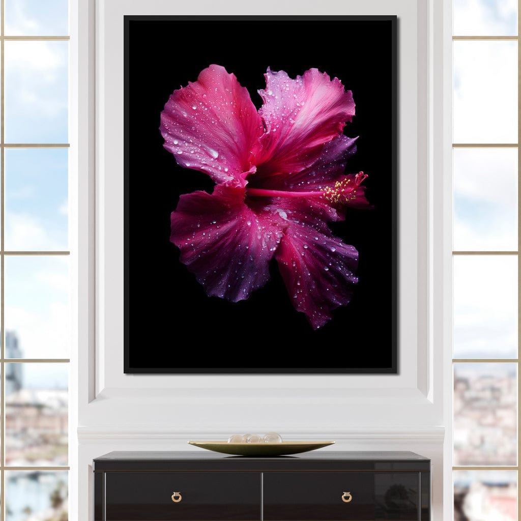 Rainkissed Pink Hibiscus Petals Canvas Wall Art