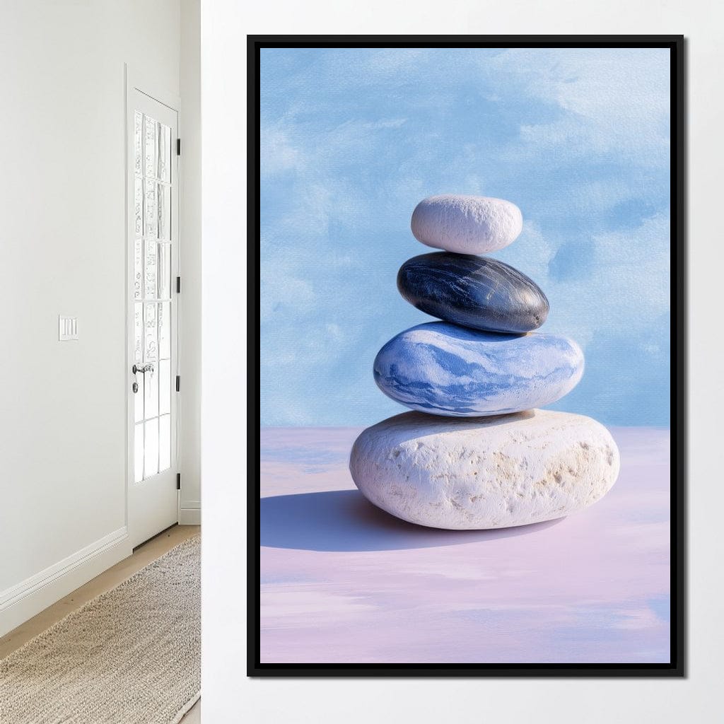 Coastal Stone Balance Zen Canvas Wall Art