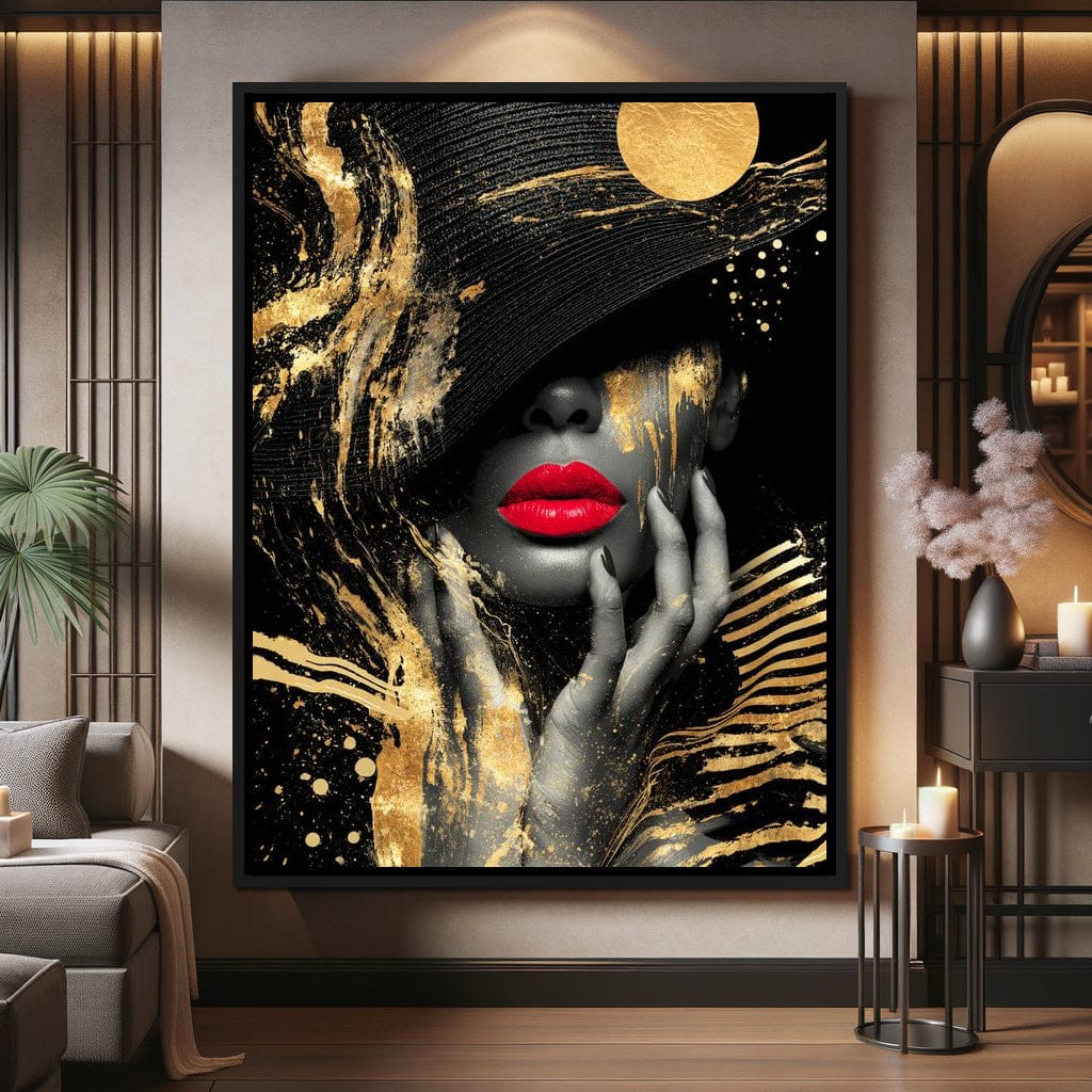 Modern Noir Gold Elegance Portrait Canvas Wall Art