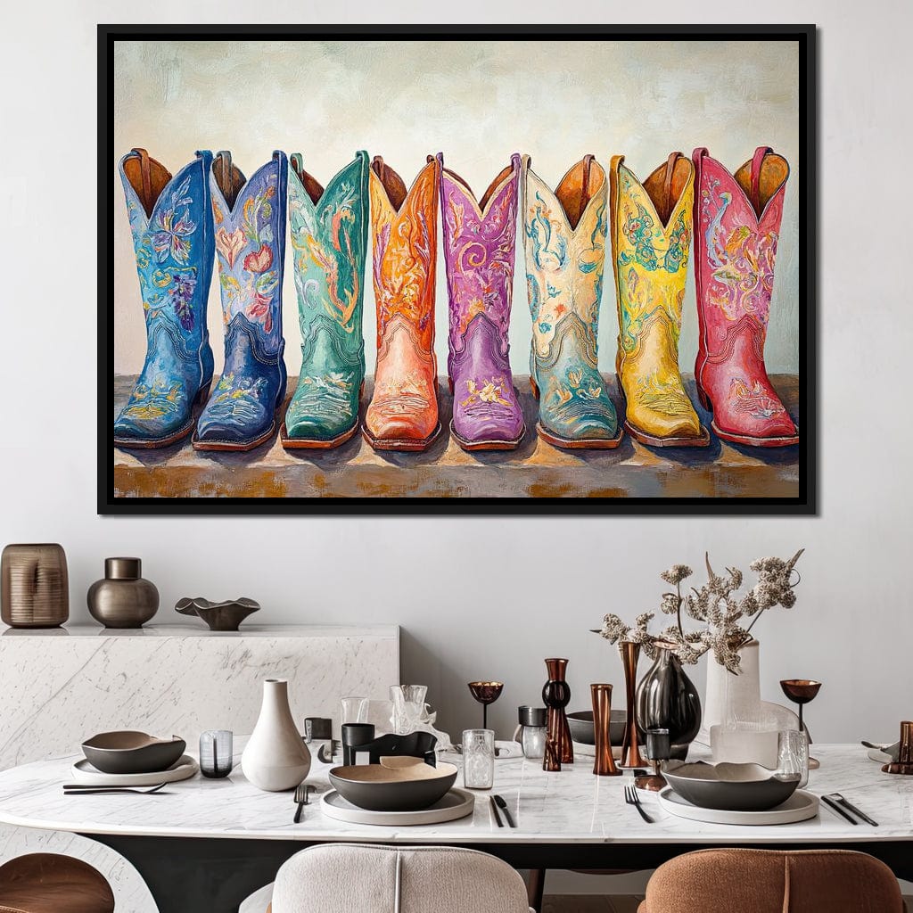 Western Boot Parade Canvas Wall Art