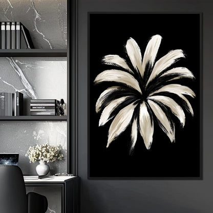 Monochrome Petals Reaching For Night Canvas Wall Art