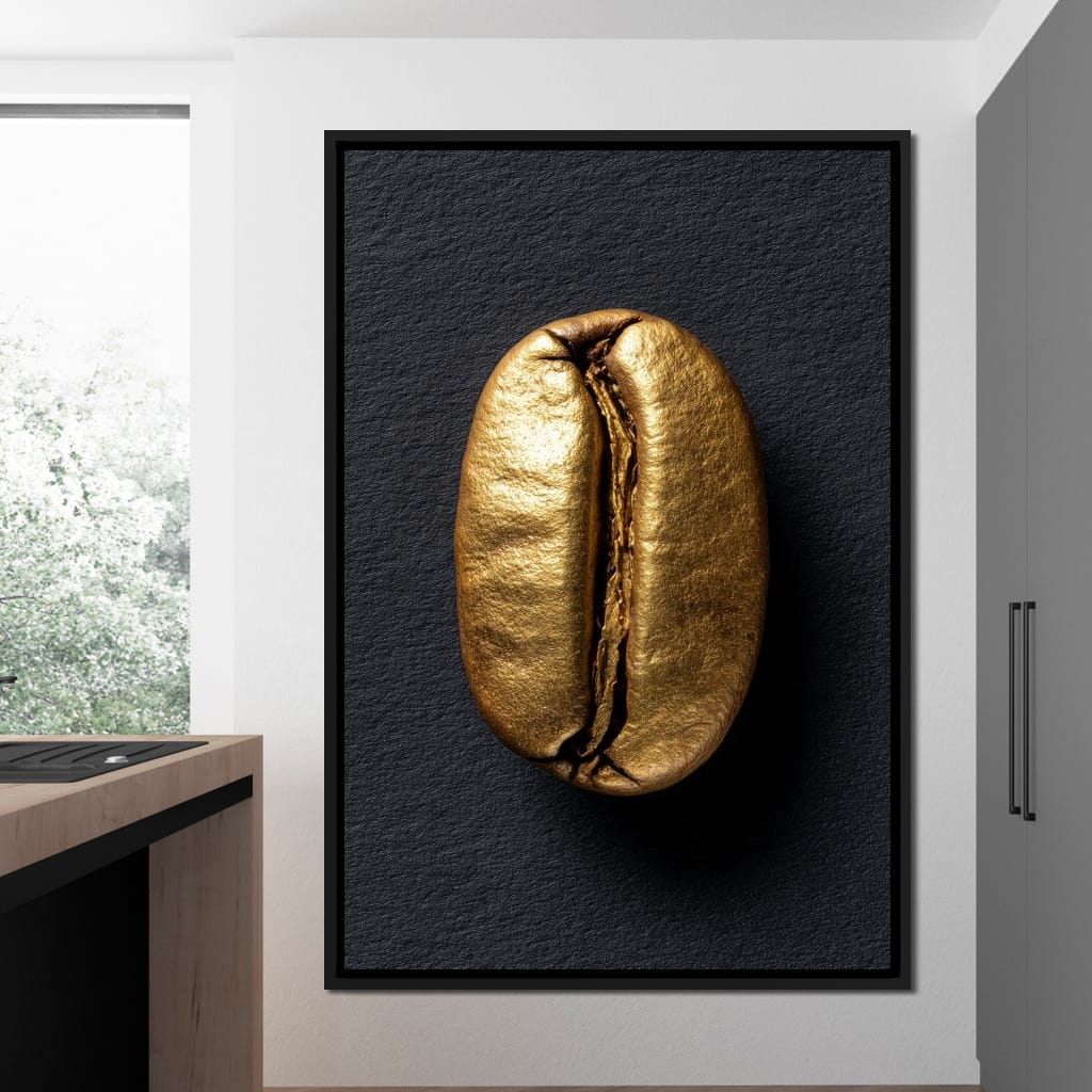 Golden Coffee Bean Minimalism Canvas Wall Art