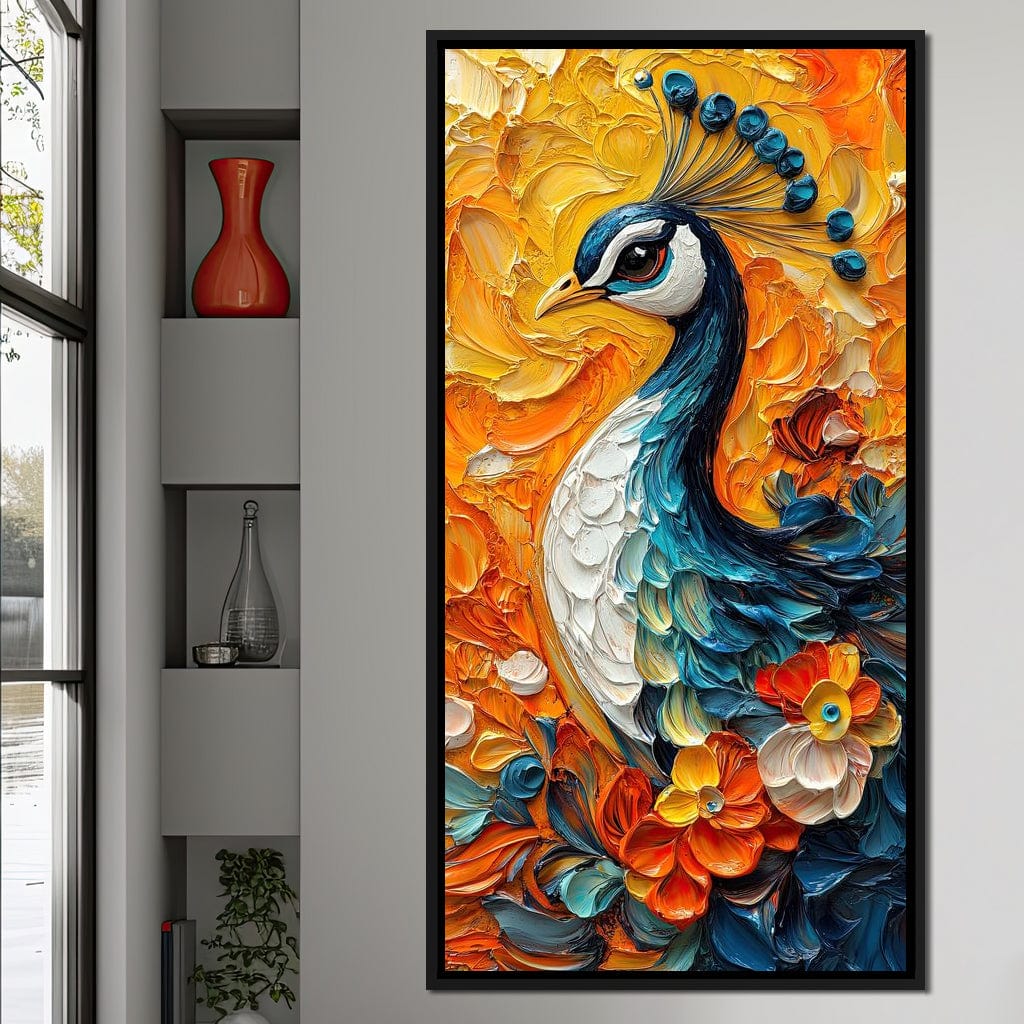 Radiant Peacock Garden Harmony Canvas Wall Art