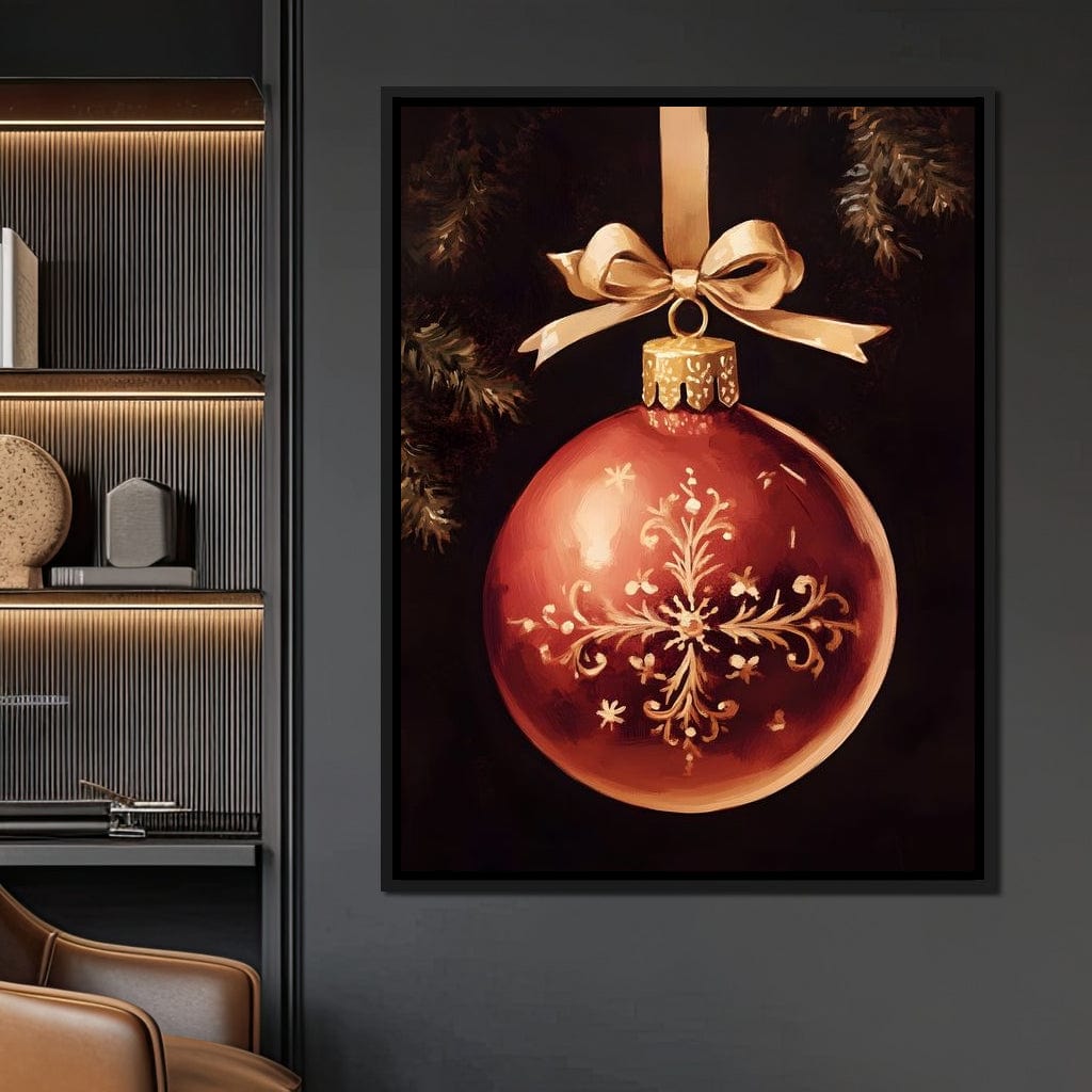 Classic Christmas Bauble Charm Canvas Wall Art