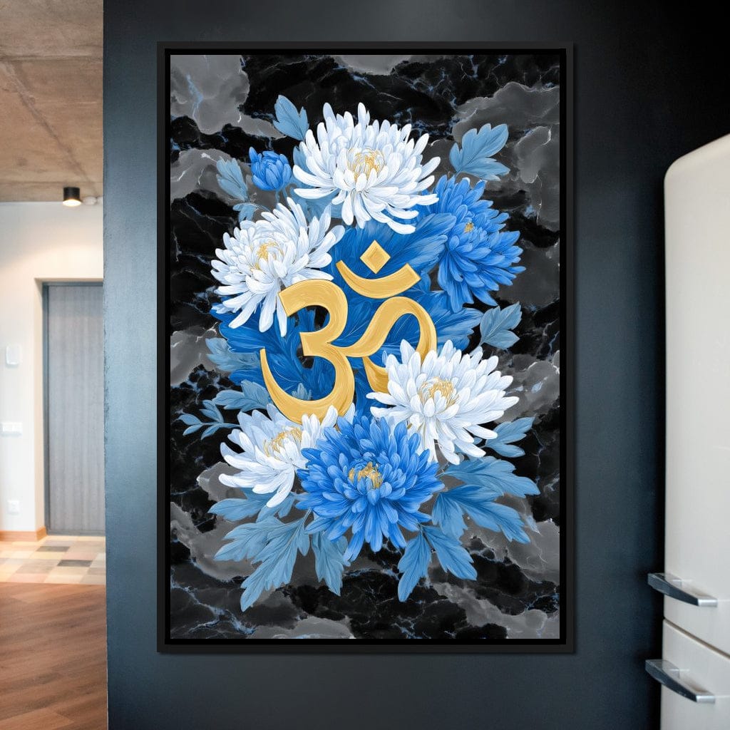 Om Lotus Bloom Floral Gold Canvas Wall Art