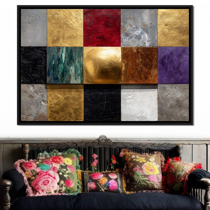 Gilded Mosaic Color Blocks Canvas Wall Art