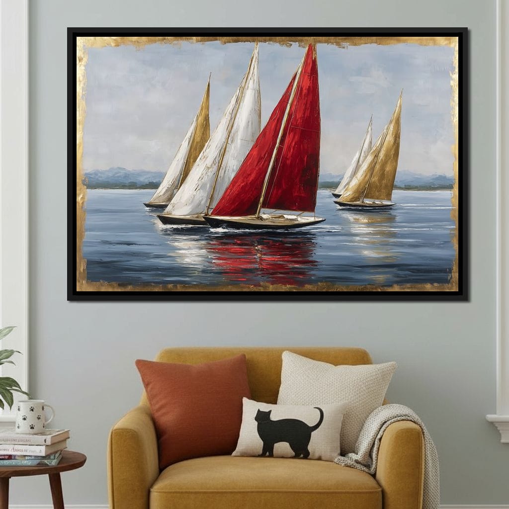 Bold Regatta On Open Water Canvas Wall Art