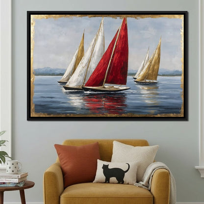 Bold Regatta On Open Water Canvas Wall Art
