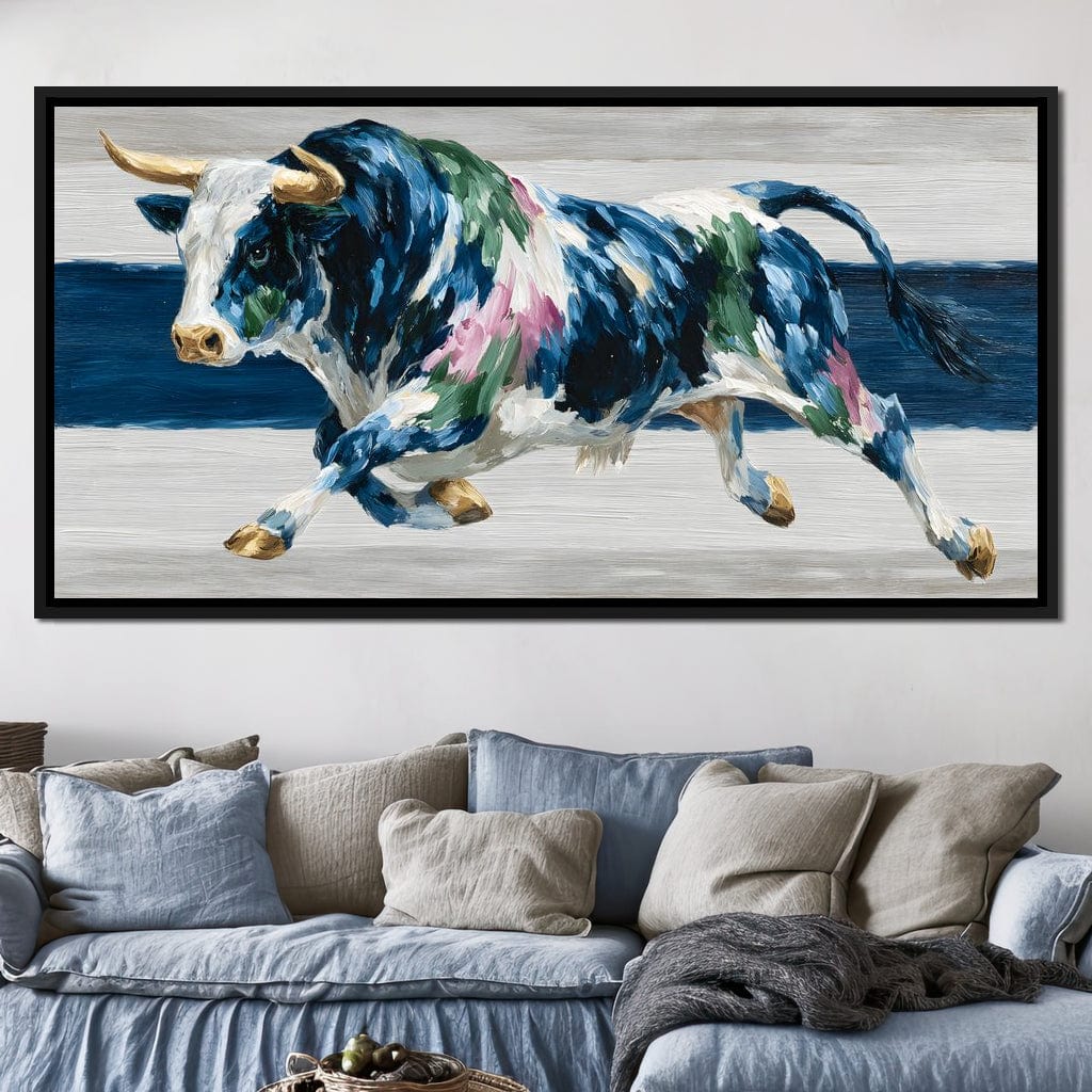 Charging Bull Color Fusion Canvas Wall Art