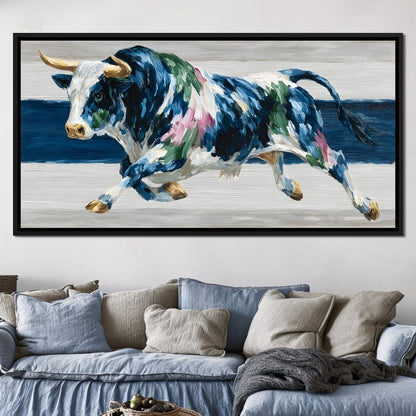 Charging Bull Color Fusion Canvas Wall Art
