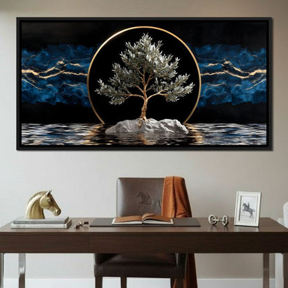 Golden Olive Tree Halo Reflection Canvas Wall Art
