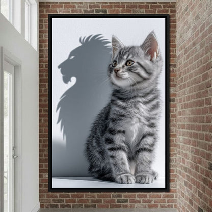 Brave Kitten Lion Shadow Canvas Wall Art