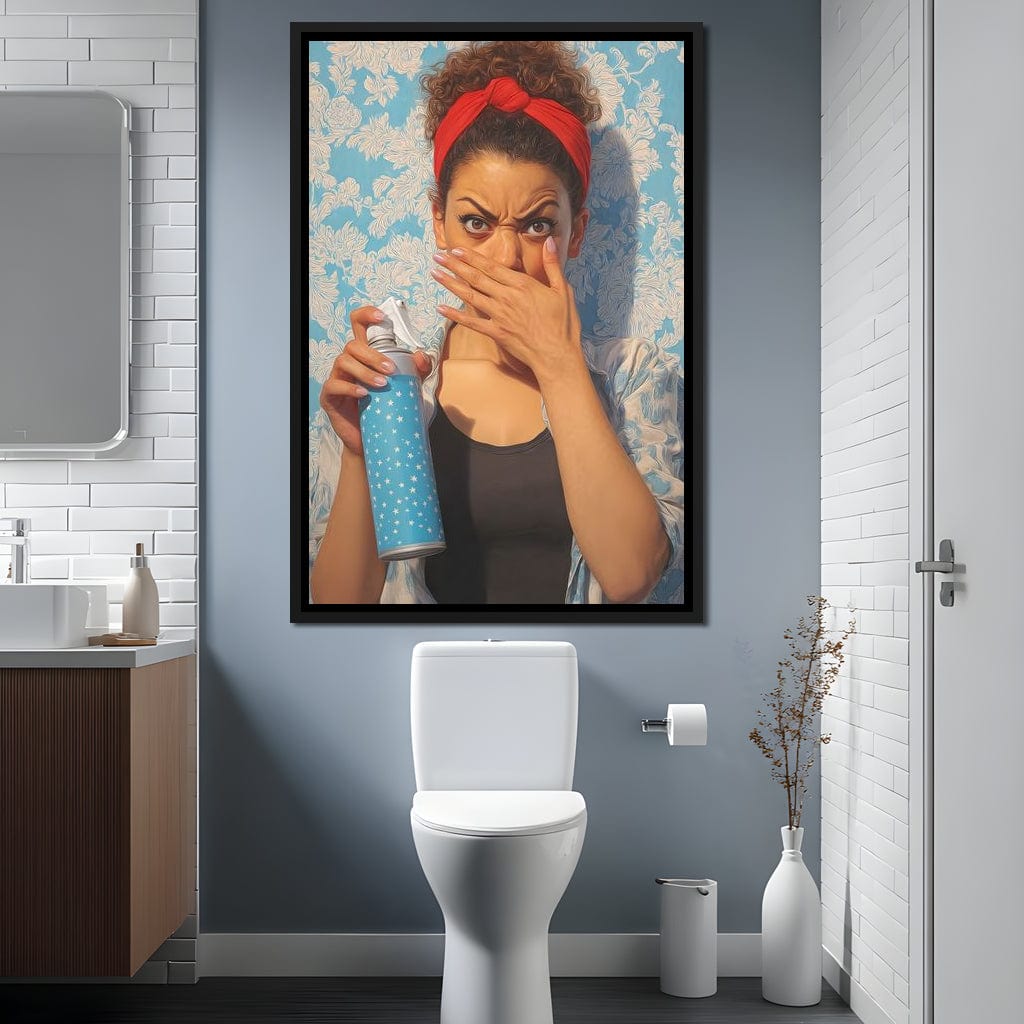 Bathroom Spray Panic Canvas Wall Art