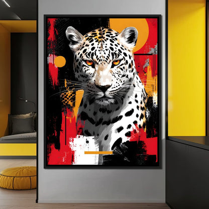Golden Sun Leopard Stare Canvas Wall Art