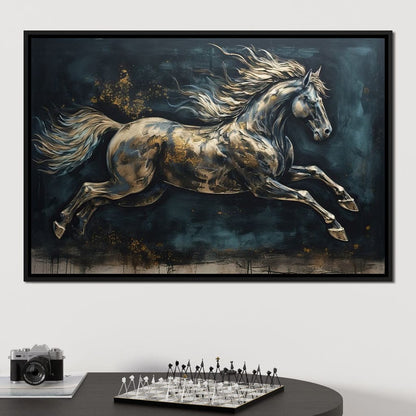 Gilded Running Horse Canvas Wall Art