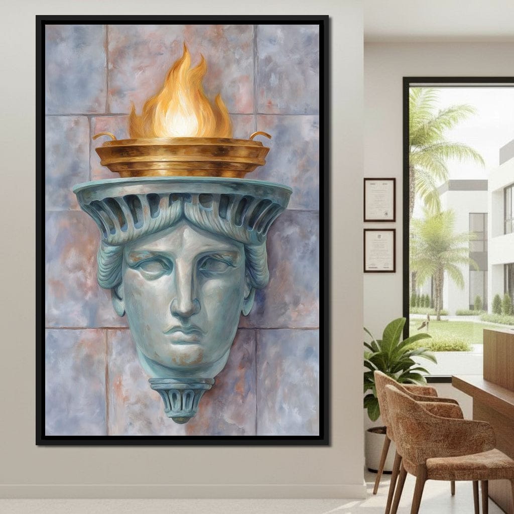 Liberty Torch Flame Portrait Canvas Wall Art