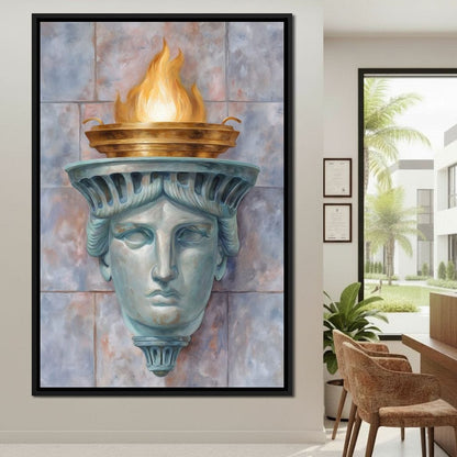 Liberty Torch Flame Portrait Canvas Wall Art